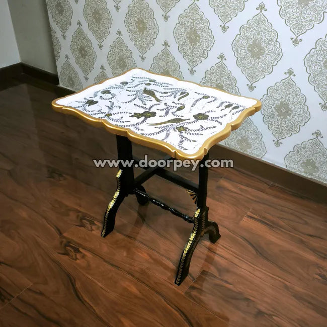 White & Gold Regal Folding Tray Table