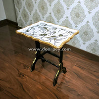 White & Gold Regal Folding Tray Table