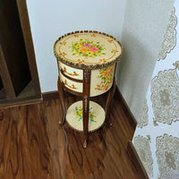 Pink Blossom Round Wooden Table