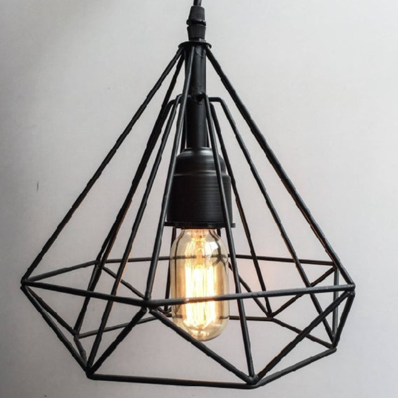 Metal Diamond Cage Hanging Light