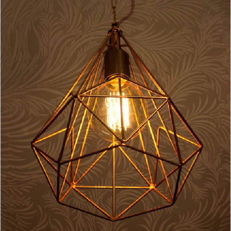 Metal Diamond Cage Hanging Light