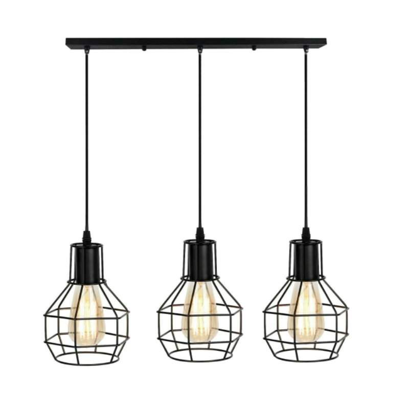 Round Base 3 in 1 Nest Wire Cage Hanging Light