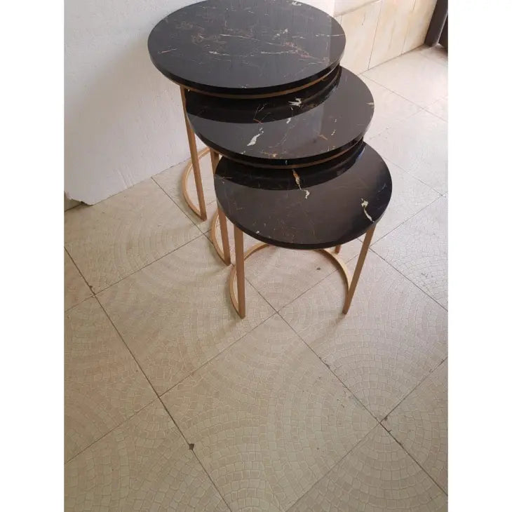 Buy Glossy Round Nesting Coffee Table Set | Set of 3 Tables | Space-Saving and Versatile  online on doorpey.com Get other furniture and home decor items delivered to your door. Cash on delivery and nation-wide delivery available