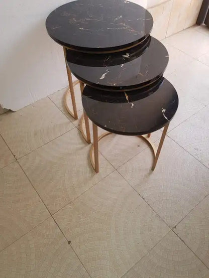 Buy Glossy Round Nesting Coffee Table Set | Set of 3 Tables | Space-Saving and Versatile  online on doorpey.com Get other furniture and home decor items delivered to your door. Cash on delivery and nation-wide delivery available