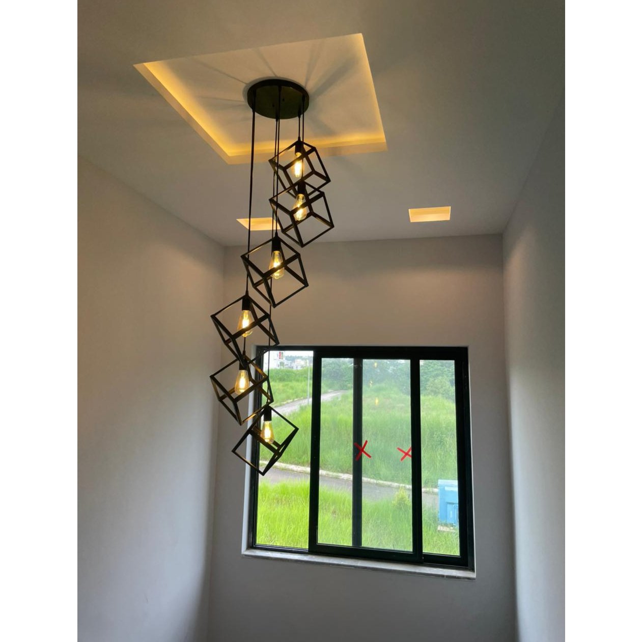 Buy Set of Six Metal Cube Hanging Lights with Round Base online on Doorpey.com. Explore our wide range of hanging lights, wall mounted lights, ceiling lights, pendant lights and many other lights for home and office use.